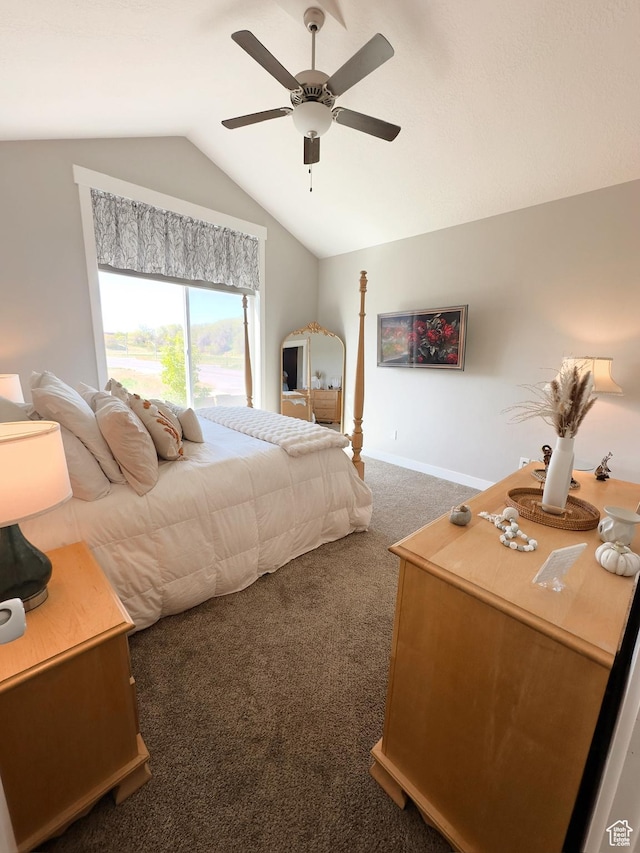 2743 W Lacewood Dr S, Taylorsville, UT 84129 - carpeted bedroom featuring lofted ceiling, ceiling fan, and baseboards