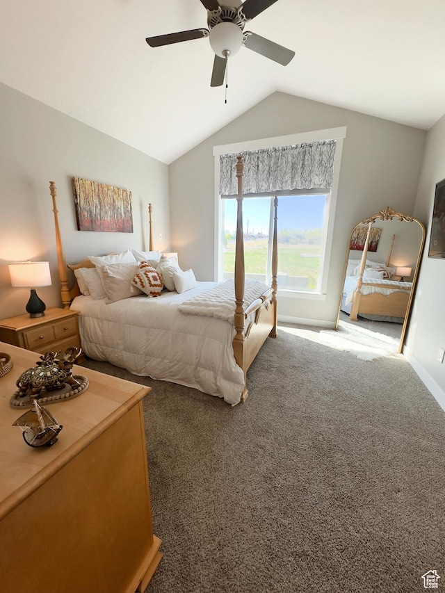 2743 W Lacewood Dr S, Taylorsville, UT 84129 - carpeted bedroom featuring ceiling fan, lofted ceiling, and baseboards