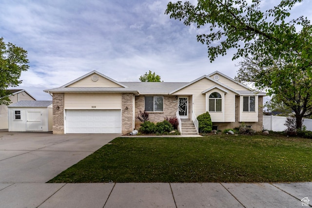 1608 W 8470 S, West Jordan, UT 84088 - ranch-style home featuring driveway, a front lawn, brick siding, and an attached garage