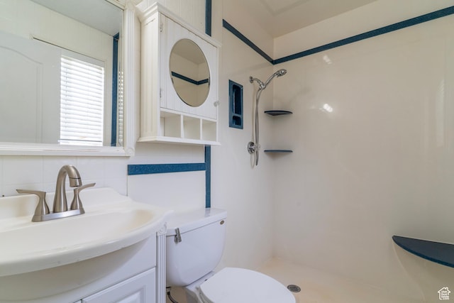 1608 W 8470 S, West Jordan, UT 84088 - full bathroom with backsplash, toilet, a shower, and vanity