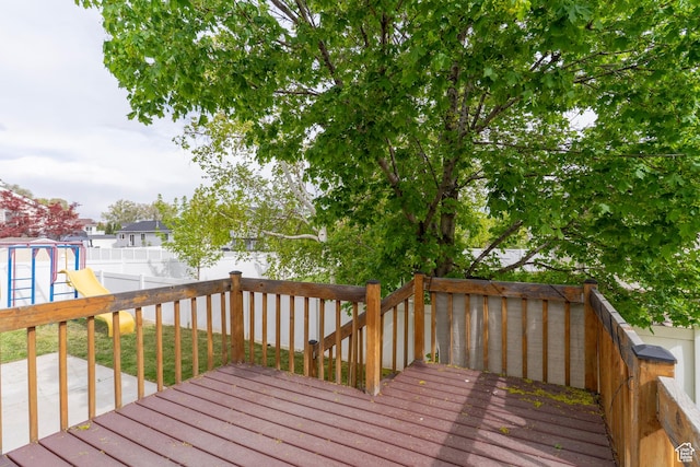 1608 W 8470 S, West Jordan, UT 84088 - wooden deck with a playground and a fenced backyard