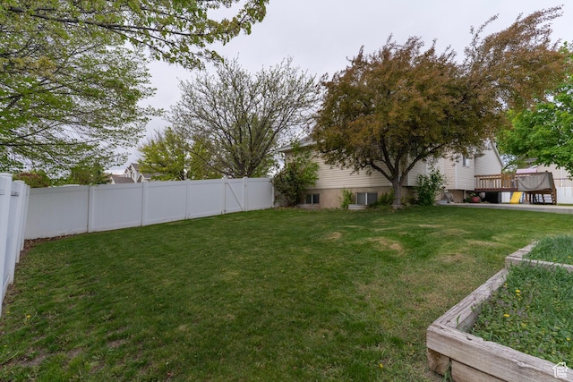 1608 W 8470 S, West Jordan, UT 84088 - view of yard featuring a fenced backyard and a wooden deck