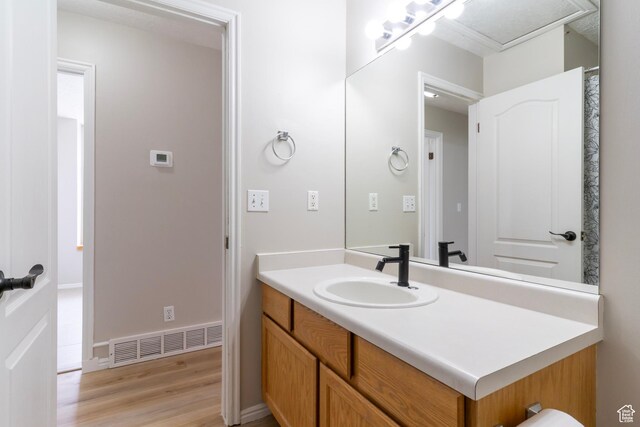 1608 W 8470 S, West Jordan, UT 84088 - bathroom featuring vanity, visible vents, and wood finished floors