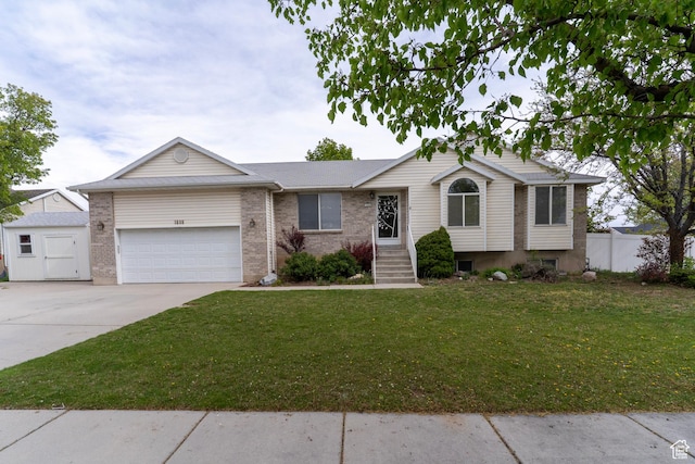 1608 W 8470 S, West Jordan, UT 84088 - ranch-style house with concrete driveway, a front yard, an attached garage, fence, and brick siding