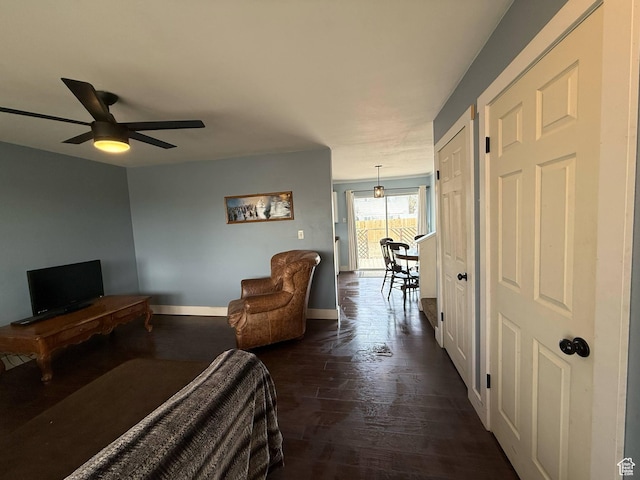35 E 970 N, Castle Dale, UT 84513 - bedroom with a ceiling fan, dark wood finished floors, and baseboards
