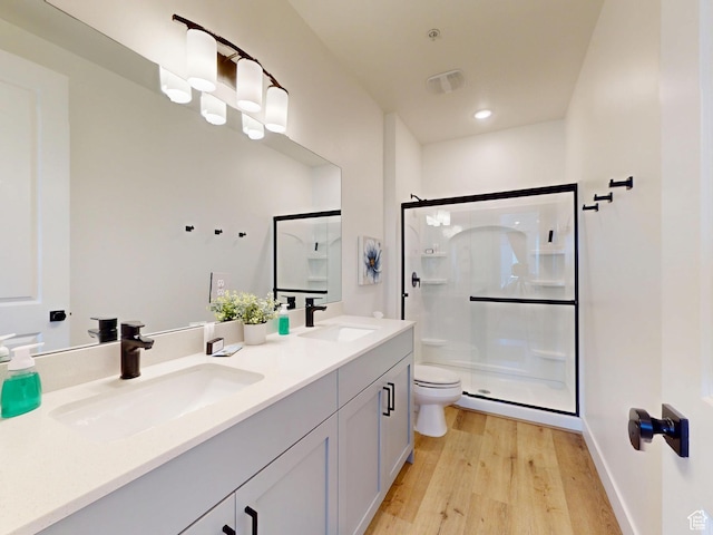 5399 S Cerulean Ln Unit 98, St George, UT 84790 - full bath featuring toilet, a sink, a shower stall, and wood finished floors