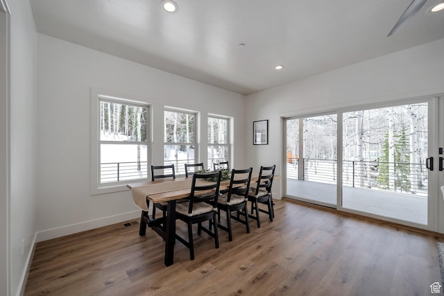 4460 Fawn Way Unit 2039, Heber City, UT 84032 - dining space with baseboards, recessed lighting, wood finished floors, and visible vents