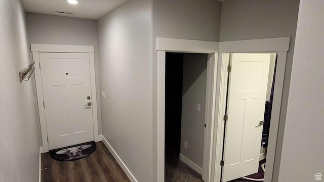 1016 N Vista Loop, Morgan, UT 84050 - entryway with baseboards, dark wood-style flooring, and visible vents