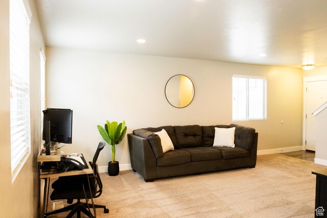 5229 W Armada Way, Herriman, UT 84096 - living area with recessed lighting, baseboards, and carpet