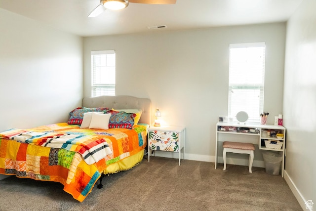 5229 W Armada Way, Herriman, UT 84096 - bedroom with visible vents, carpet flooring, baseboards, and a ceiling fan