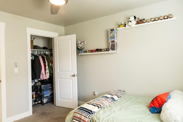 5229 W Armada Way, Herriman, UT 84096 - bedroom with carpet floors, a ceiling fan, baseboards, and a closet