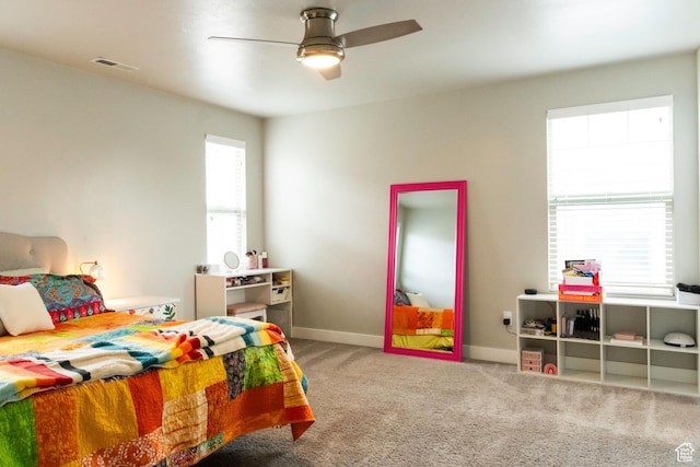 5229 W Armada Way, Herriman, UT 84096 - bedroom with carpet floors, baseboards, ceiling fan, and visible vents