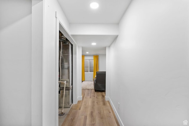 7465 N Cottage Ln, Eagle Mountain, UT 84005 - hall with recessed lighting, baseboards, and light wood finished floors