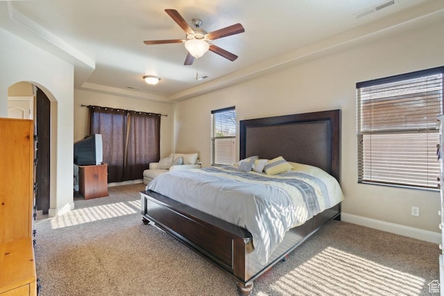 430 N 3450 W, Hurricane, UT 84737 - bedroom with carpet, arched walkways, baseboards, and a ceiling fan