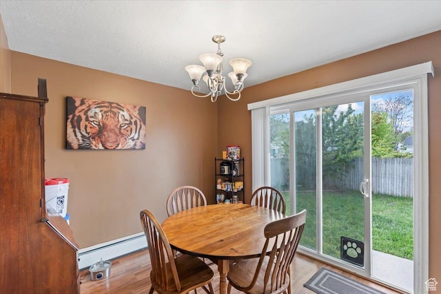1554 S Monroe Blvd Unit F4, Ogden, UT 84404 - dining room featuring an inviting chandelier, a baseboard radiator, and light wood-type flooring