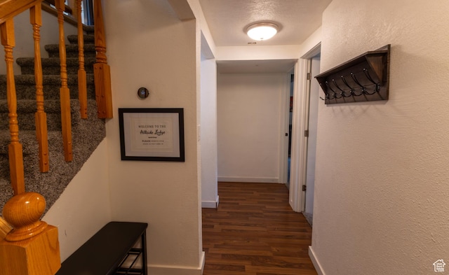 450 Hillside Pl, Cedar City, UT 84721 - hallway with baseboards, dark wood finished floors, and stairway