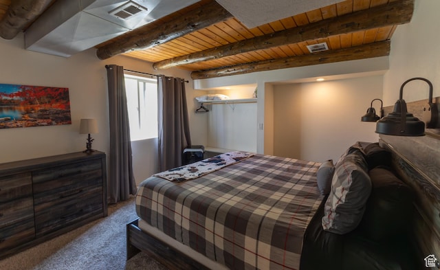 450 Hillside Pl, Cedar City, UT 84721 - carpeted bedroom with visible vents, wood ceiling, and beamed ceiling