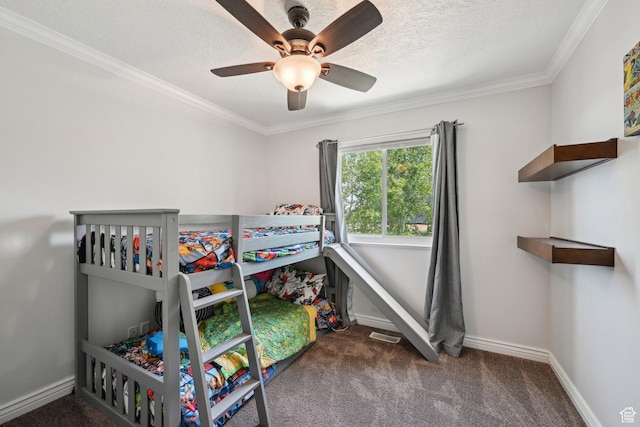 8551 S Laurel Oak Dr W, West Jordan, UT 84081 - bedroom featuring carpet floors, baseboards, ornamental molding, and ceiling fan