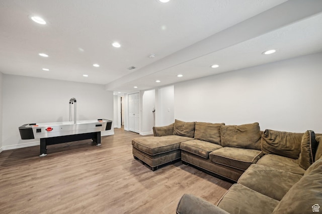 8551 S Laurel Oak Dr W, West Jordan, UT 84081 - living room with recessed lighting, baseboards, visible vents, and light wood-style flooring