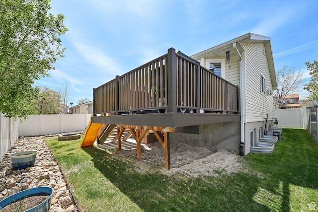 8551 S Laurel Oak Dr W, West Jordan, UT 84081 - view of jungle gym with a fenced backyard, a yard, and a deck