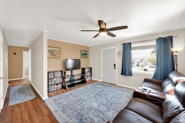 5756 S 4540 W, Kearns, UT 84118 - living area with baseboards, ceiling fan, and wood finished floors