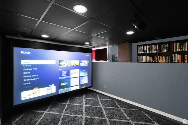 5756 S 4540 W, Kearns, UT 84118 - home theater with baseboards, carpet flooring, recessed lighting, and a paneled ceiling