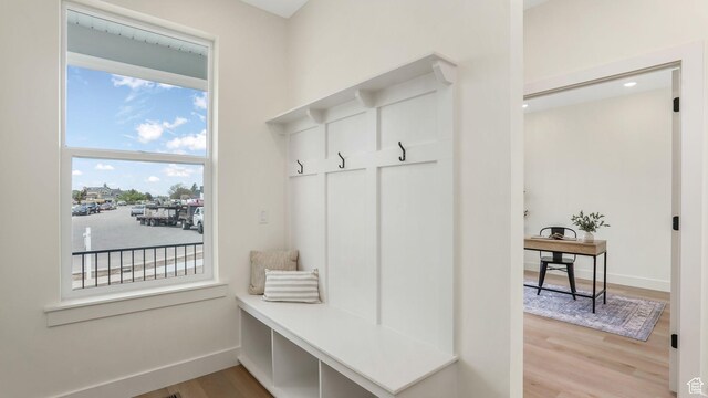 2298 E Parkside Cir S, South Ogden, UT 84403 - mudroom featuring baseboards and wood finished floors