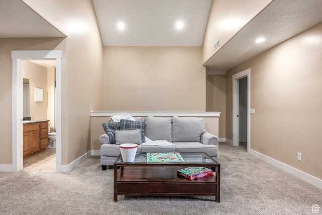4306 Degray Dr, South Jordan, UT 84095 - living room with light carpet, recessed lighting, and baseboards