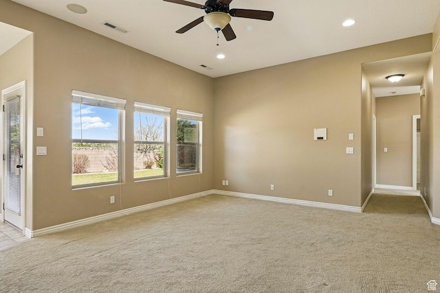 194 S 2875 W, Cedar City, UT 84720 - empty room featuring ceiling fan, visible vents, light carpet, and baseboards