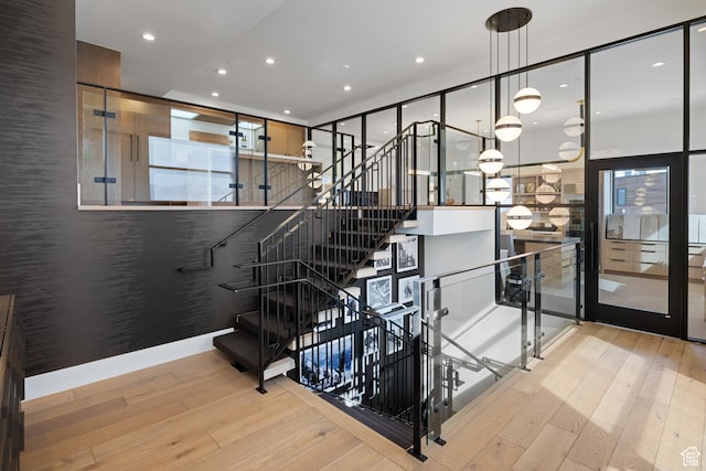 4554 N Forestdale Dr Unit A1, Park City, UT 84098 - staircase with wood-type flooring and recessed lighting