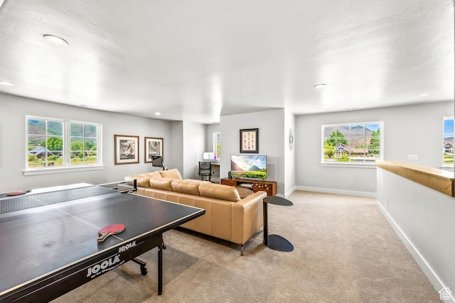 522 N Farmhouse Way, Midway, UT 84049 - rec room featuring recessed lighting, baseboards, and light colored carpet