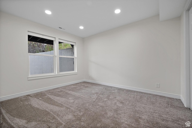 3841 E Grindstone Dr S, Springville, UT 84663 - empty room with carpet flooring, recessed lighting, baseboards, and visible vents