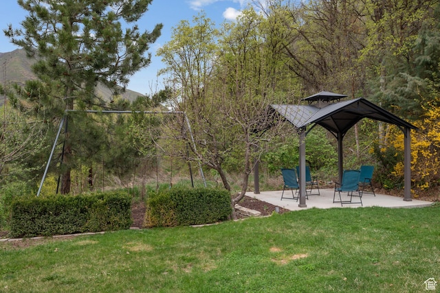 3841 E Grindstone Dr S, Springville, UT 84663 - view of community with a lawn, a gazebo, and a patio area