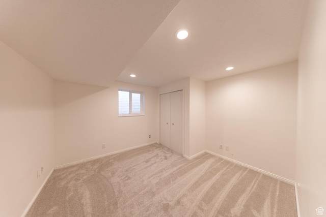 1145 Creek View Dr, Fruit Heights, UT 84037 - basement with light colored carpet, recessed lighting, and baseboards