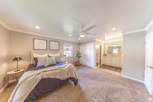 1145 Creek View Dr, Fruit Heights, UT 84037 - carpeted bedroom featuring multiple windows, baseboards, recessed lighting, a closet, and ensuite bathroom