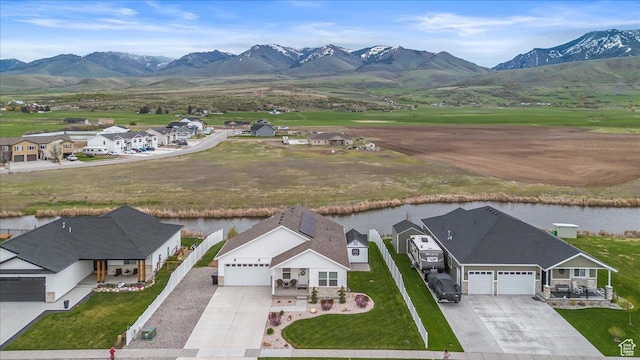 591 S Lakeside Dr, Franklin, ID 83237 - drone / aerial view featuring a water and mountain view