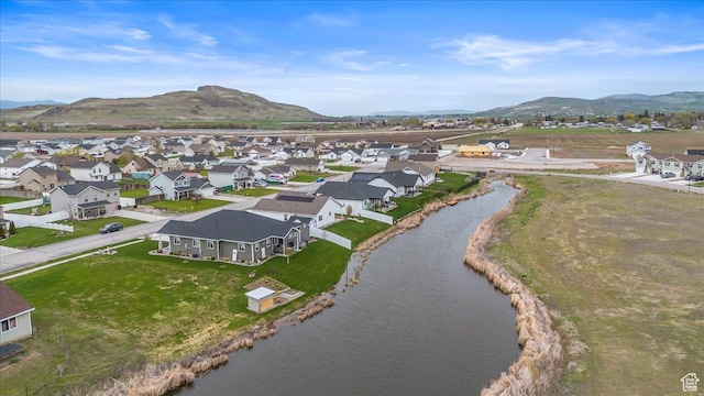 591 S Lakeside Dr, Franklin, ID 83237 - aerial view featuring a residential view and a water and mountain view