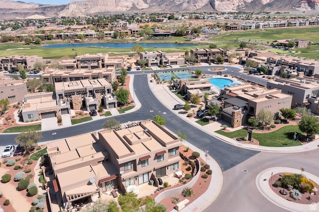 1677 W Escapes Dr Unit 103, St George, UT 84770 - birds eye view of property with a water and mountain view, view of golf course, and a residential view