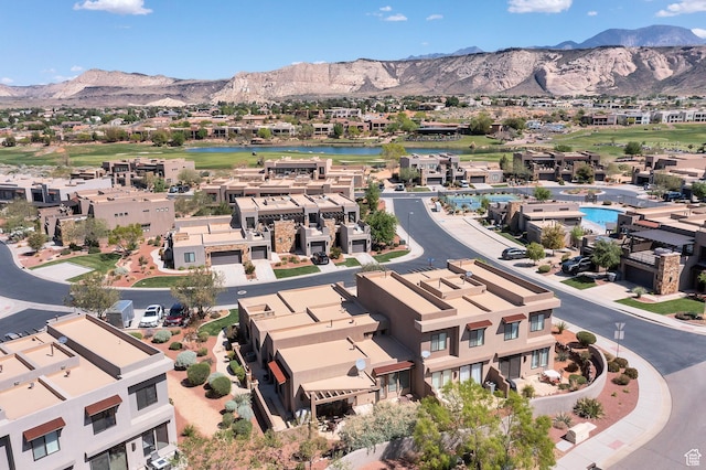 1677 W Escapes Dr Unit 103, St George, UT 84770 - birds eye view of property with a water and mountain view and a residential view