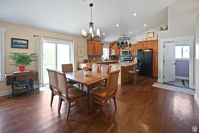 633 N 800 E, Wellsville, UT 84339 - dining area featuring recessed lighting, baseboards, a chandelier, and dark wood-type flooring