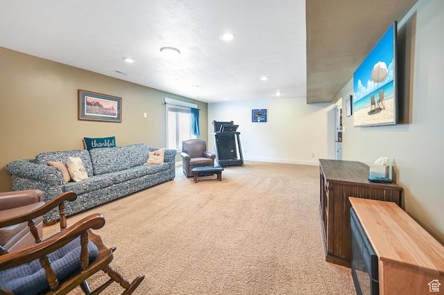 633 N 800 E, Wellsville, UT 84339 - carpeted living area featuring recessed lighting, baseboards, and visible vents