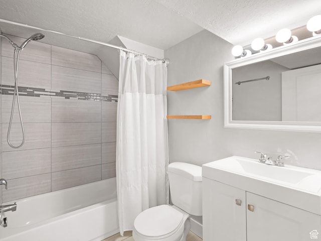 3084 W 3875 S, West Valley City, UT 84119 - full bathroom with vanity, shower / bath combo with shower curtain, toilet, and a textured ceiling