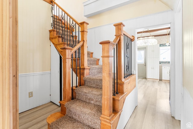 394 W 100 N, Mount Pleasant, UT 84647 - stairway featuring wood walls and wood finished floors