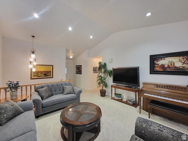 529 S 120 E, Smithfield, UT 84335 - carpeted living room featuring recessed lighting and vaulted ceiling