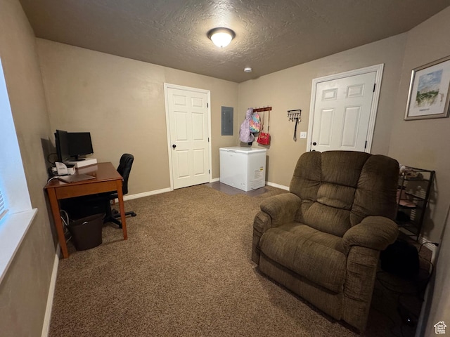 1069 N Independence Ave, Provo, UT 84604 - office space with electric panel, dark colored carpet, a textured ceiling, and baseboards