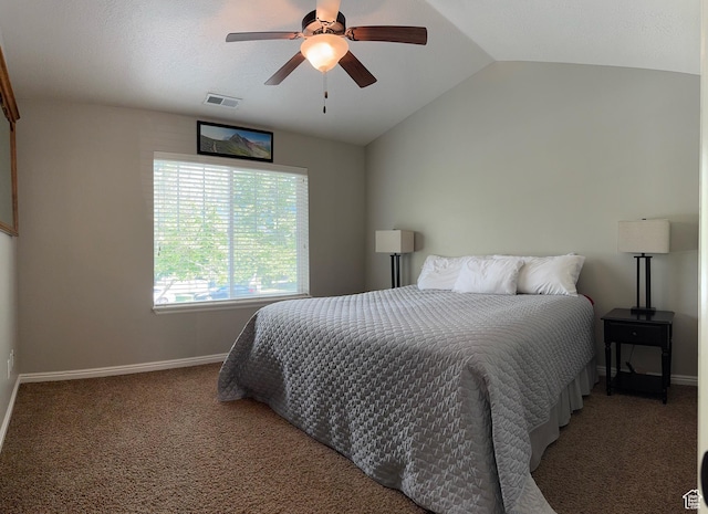 1069 N Independence Ave, Provo, UT 84604 - bedroom featuring light colored carpet, vaulted ceiling, baseboards, and ceiling fan