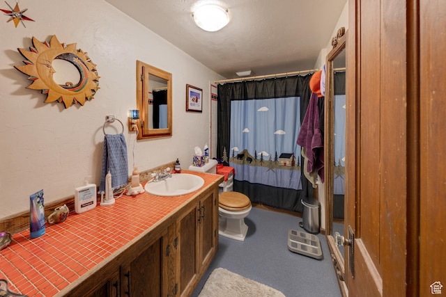 210 S 400 E, Moab, UT 84532 - bathroom featuring curtained shower, toilet, and vanity