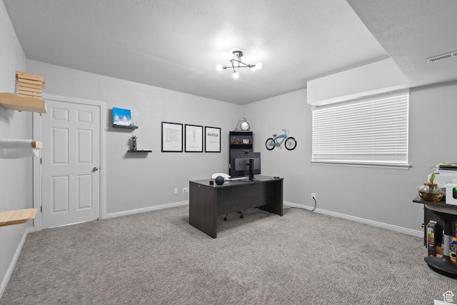 10751 S Pine Shadow Rd W, South Jordan, UT 84009 - carpeted home office with baseboards and a textured ceiling