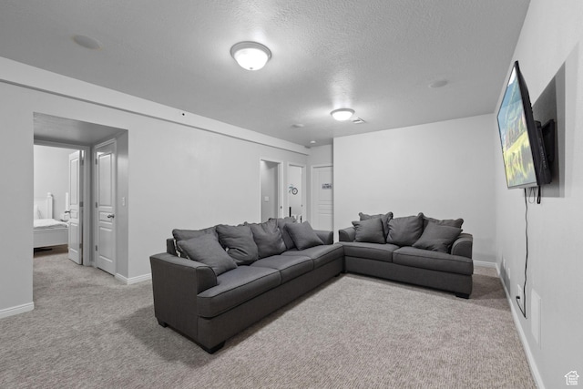 10751 S Pine Shadow Rd W, South Jordan, UT 84009 - living room with light carpet, a textured ceiling, and baseboards