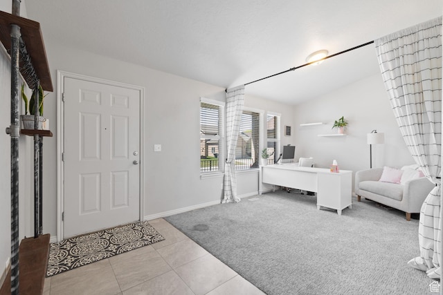 10751 S Pine Shadow Rd W, South Jordan, UT 84009 - tiled bedroom with a desk, lofted ceiling, and baseboards